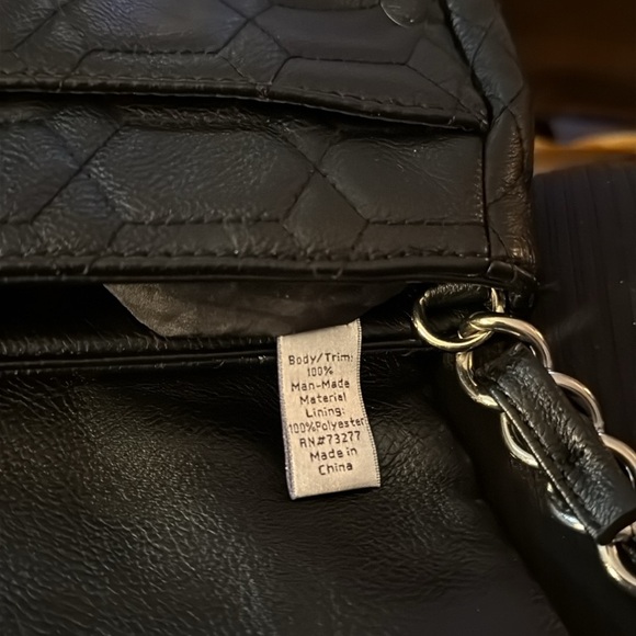 JENNIFER LOPEZ J Lo Black Embroidered Bag with Chain and Faux Leather. - Picture 10 of 12